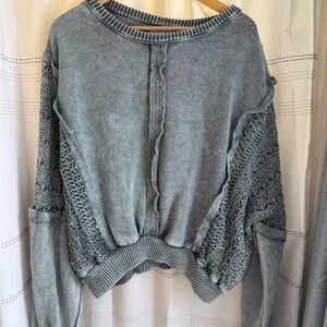 Altar'd State Distressed Green Knit Sweater